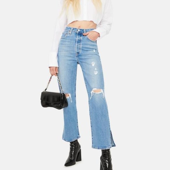 Levi's Denim - Levi’s Premium Tango Trace Ribcage Straight Jean Split Hem Distressed Size 29